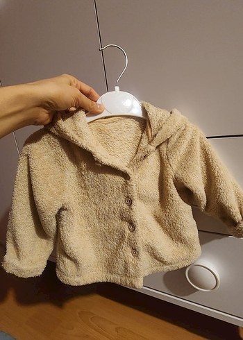 Kapüşonlu Bej Erkek Çocuk Peluş Mont - Görsel 4