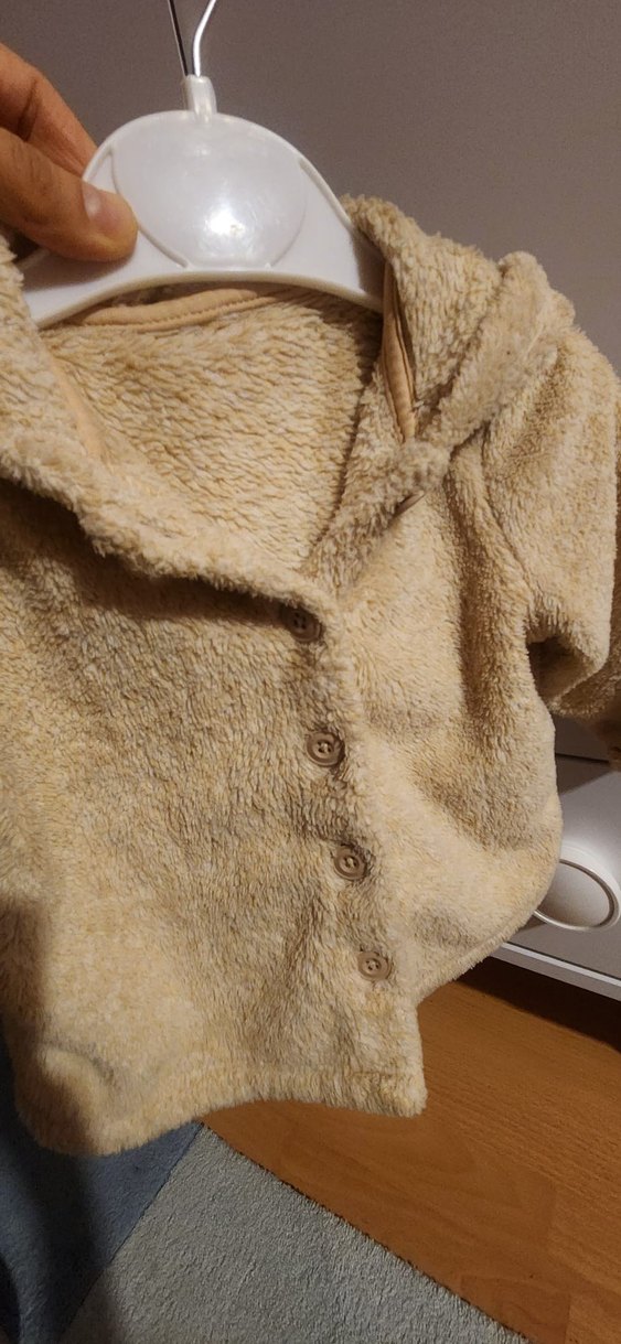 Kapüşonlu Bej Erkek Çocuk Peluş Mont - Görsel 5