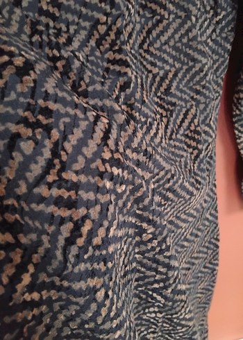 Uzun Kollu V Yaka Desenli kadife Elbise - Görsel 3