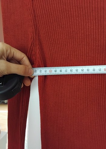 Kırmızı Dantelli Yüksek Yakalı Kadın Triko Elbise - Görsel 7