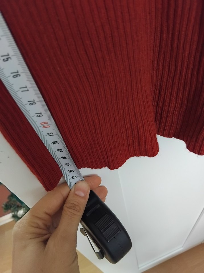 Kırmızı Dantelli Yüksek Yakalı Kadın Triko Elbise - Görsel 4