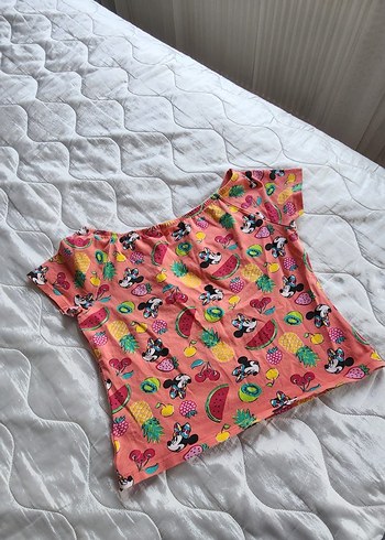 Kız Çocuk Renkli Baskılı Kısa Kollu Tişört - Görsel 3