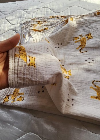 Nakışlı Gri Keten Çocuk müslin - Görsel 3