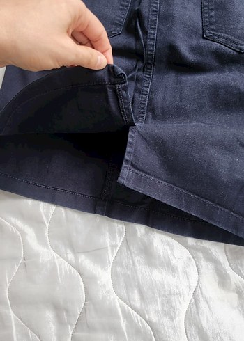 Düğmeli Lacivert Denim Midi Etek - Görsel 7