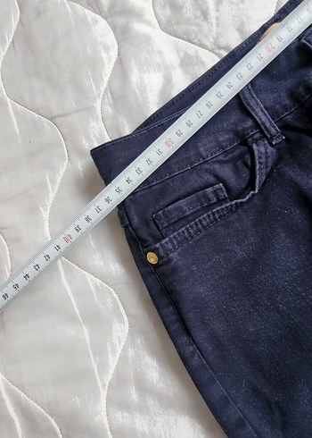 Düğmeli Lacivert Denim Midi Etek - Görsel 4