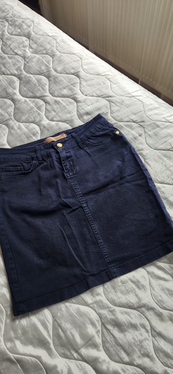 Düğmeli Lacivert Denim Midi Etek - Görsel 2