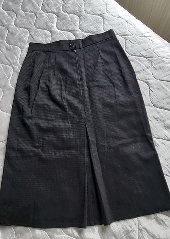 Düz Siyah Midi Kalem Etek - Görsel 4