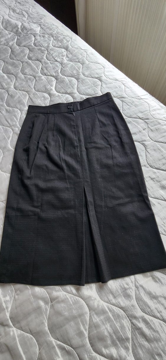 Düz Siyah Midi Kalem Etek - Görsel 4