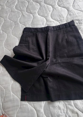 Siyah Pilili Midi Mini şort Etek - Görsel 6