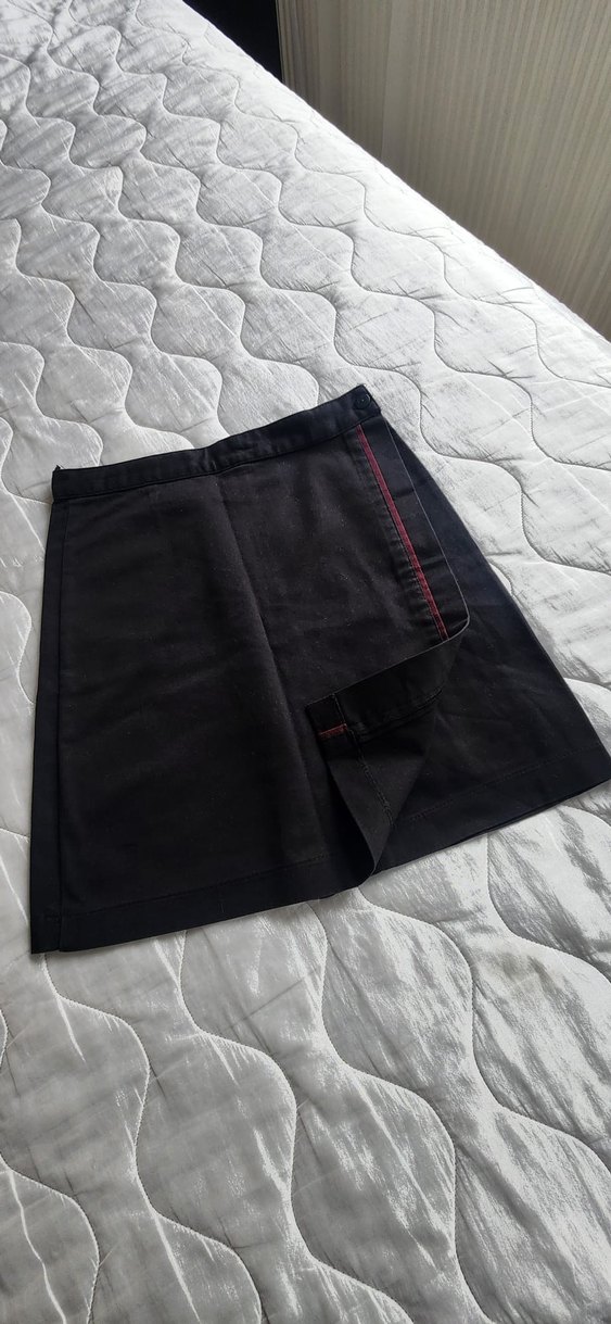 Siyah Pilili Midi Mini şort Etek - Görsel 2