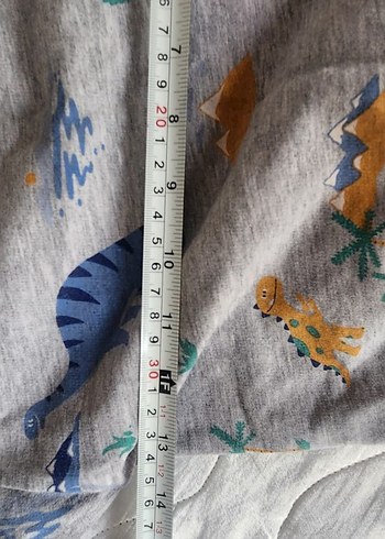 Mavi Yaka ve Paçalı Gri Dinozor Desenli Sweatshirt - Görsel 4