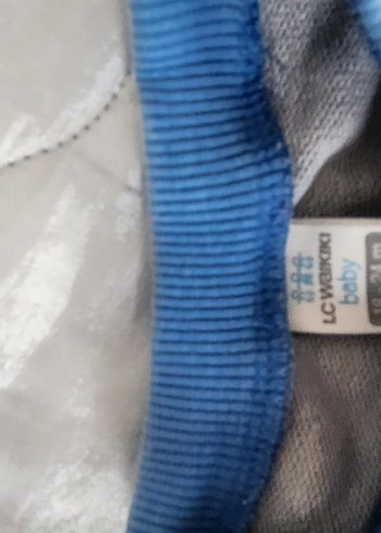 Mavi Yaka ve Paçalı Gri Dinozor Desenli Sweatshirt - Görsel 5