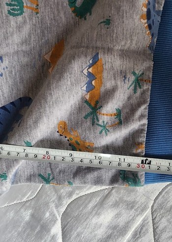 Mavi Yaka ve Paçalı Gri Dinozor Desenli Sweatshirt - Görsel 6