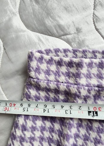 Düğmeli Mor Kareli Mini Etek - Görsel 4