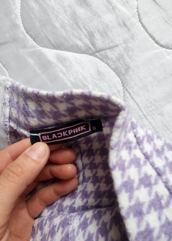 Düğmeli Mor Kareli Mini Etek - Görsel 5