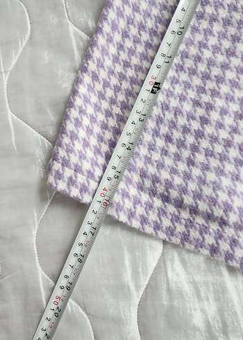 Düğmeli Mor Kareli Mini Etek - Görsel 2