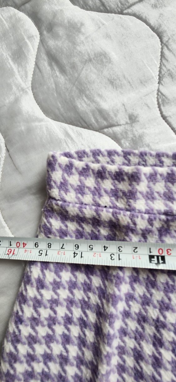 Düğmeli Mor Kareli Mini Etek - Görsel 4