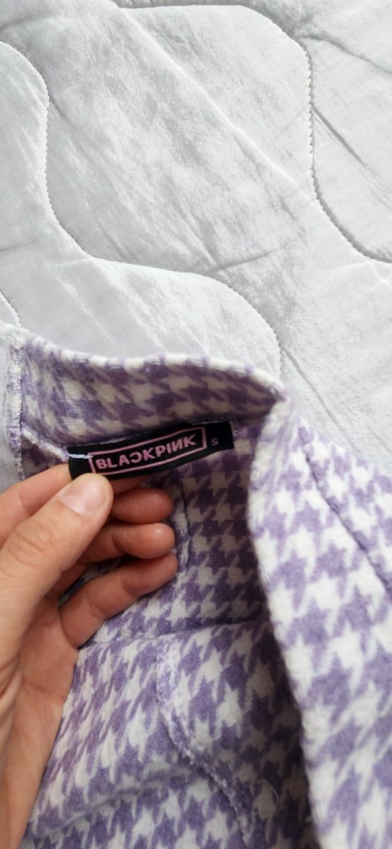 Düğmeli Mor Kareli Mini Etek - Görsel 5