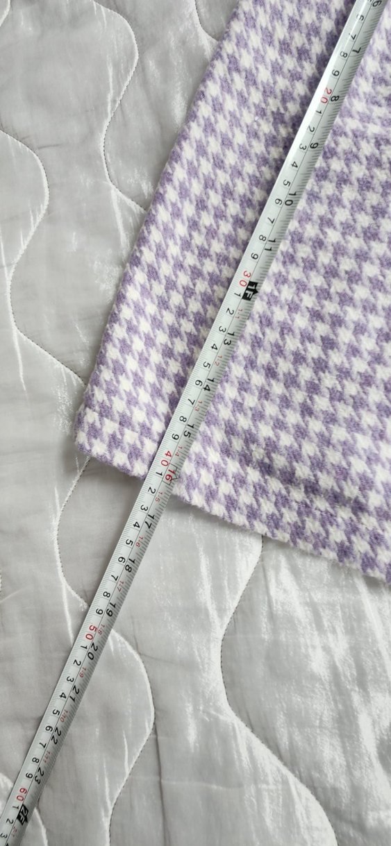 Düğmeli Mor Kareli Mini Etek - Görsel 2