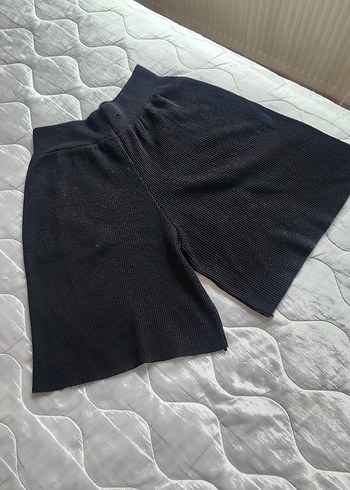 Örgü Siyah Şort - Görsel 2