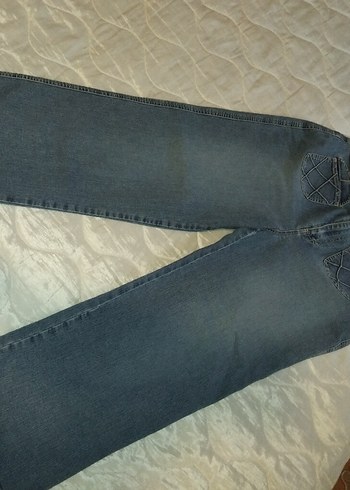 Gri Mavi Bol Kesim Midi Kot Pantolon - Görsel 2