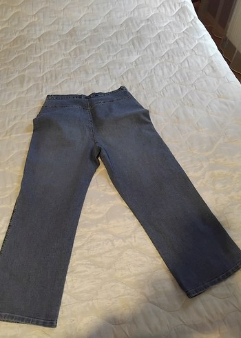 Gri Mavi Bol Kesim Midi Kot Pantolon - Görsel 8