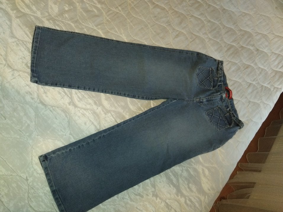 Gri Mavi Bol Kesim Midi Kot Pantolon - Görsel 2