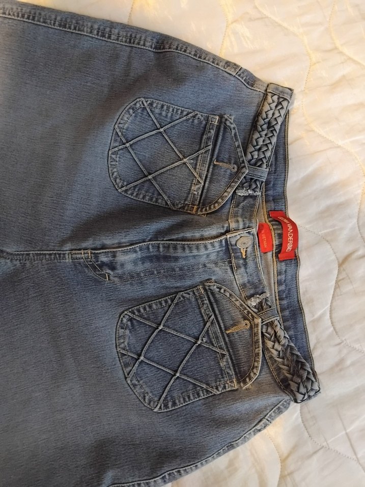 Gri Mavi Bol Kesim Midi Kot Pantolon - Görsel 4