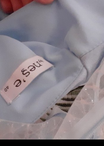 Mavi Midi Kolsuz Elbise - Görsel 8