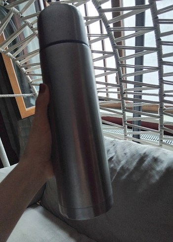 Siyah Gri Çelik Termos Şişe - Görsel 4