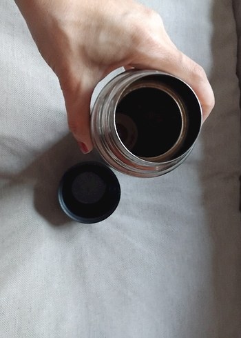 Siyah Gri Çelik Termos Şişe - Görsel 5