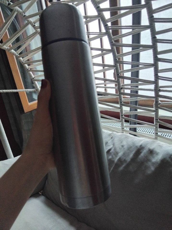 Siyah Gri Çelik Termos Şişe - Görsel 4