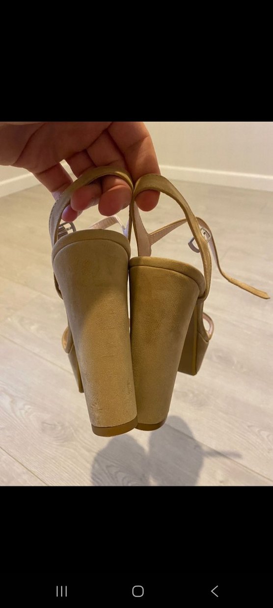 Bej Süet Stiletto Topuklu Kadın Sandalet - Görsel 2