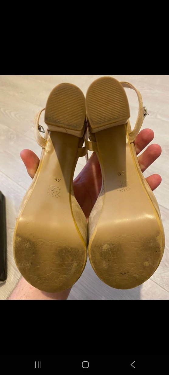 Bej Süet Stiletto Topuklu Kadın Sandalet - Görsel 5