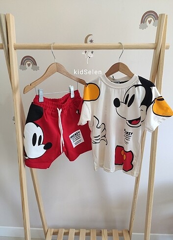 Mickey Mouse alt üst çocuk şortlu takım 