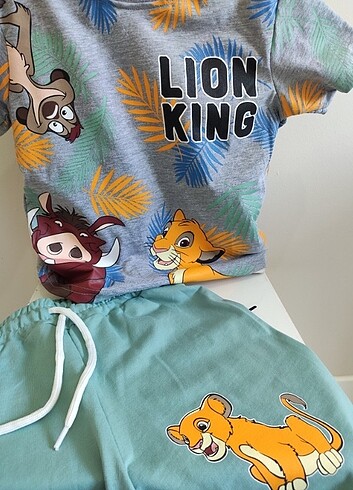 6 Yaş Beden çeşitli Renk Lion King alt üst çocuk şortlu takım
