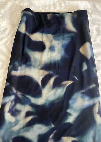 Mavi Batik Desenli Uzun etek