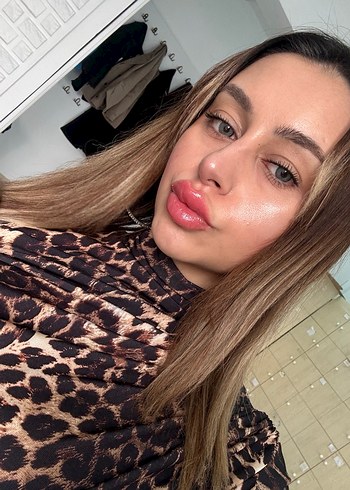 Deri Leopar Desenli Balıkçı Yaka Kadın Bluz - Görsel 3