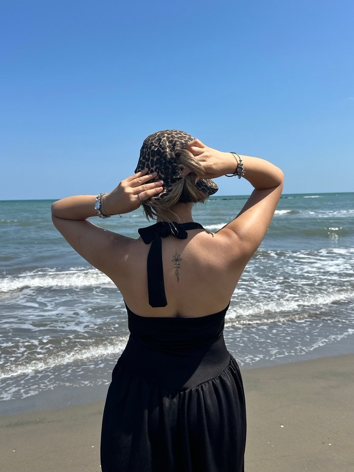 Siyah Parlak Payetli Bohem Kadın Şapka - Görsel 2