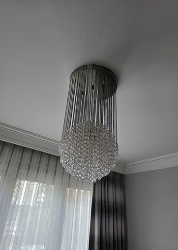 2 adet gri Kristal Sarkıt Avize - Görsel 3