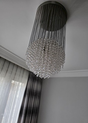 2 adet gri Kristal Sarkıt Avize - Görsel 4