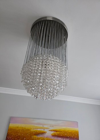 2 adet gri Kristal Sarkıt Avize - Görsel 2