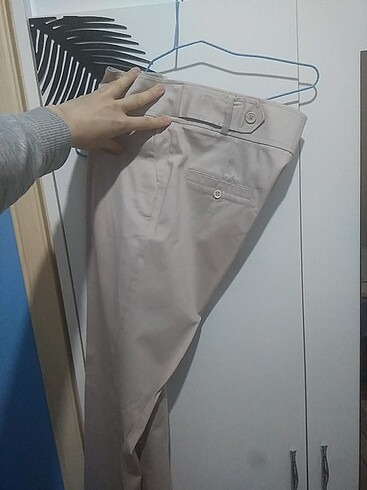 38 beden krem kalem boru paça kumaş pantolon 