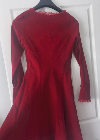 Bordo Gotik Vintage Midi Elbise - Görsel 5