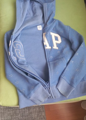 7 Yaş Beden Gap Kız Çocuk Kapüşonlu polar Fermuarlı Sweatshirt