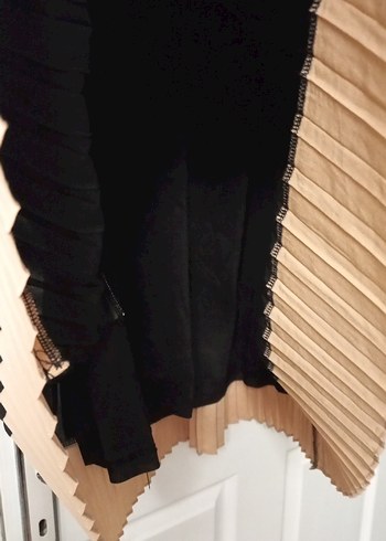 Uzun dirsek altı Pilili Siyah Kadın Elbisesi - Görsel 8