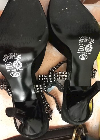 Tokalı Siyah süet İnce Topuklu Ayakkabı - Görsel 6