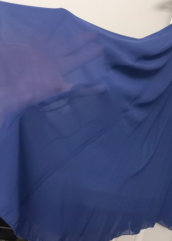 saks Mavi şifon  Elbise - Görsel 8
