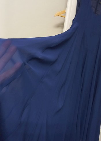 saks Mavi şifon  Elbise - Görsel 7