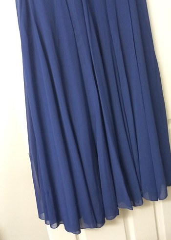 saks Mavi şifon  Elbise - Görsel 6